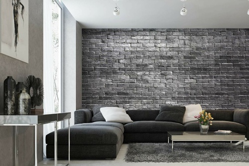 Vlies Fototapete - Grunge graue Backsteinmauer 375 x 250 cm